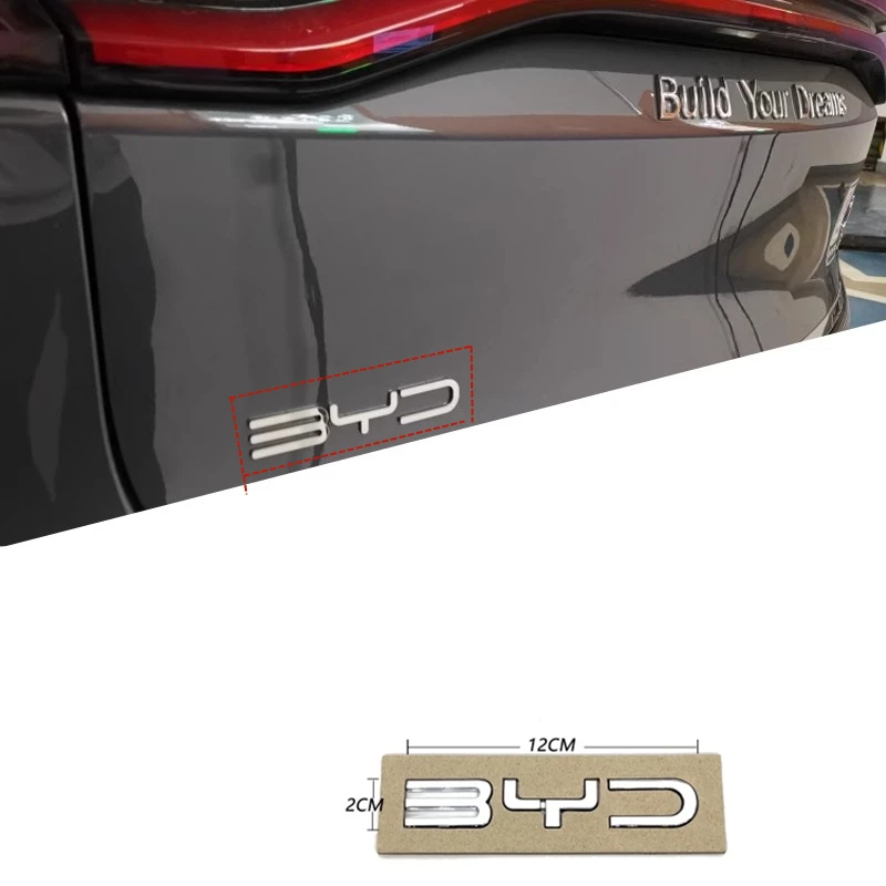 BYD 엠블럼 글자 스티커 자동차 트렁크 배지, BYD 도장 QIN HAN SONG Plus ATTO3 도장 U 액세서리, 3D ABS 크롬 블랙 로고