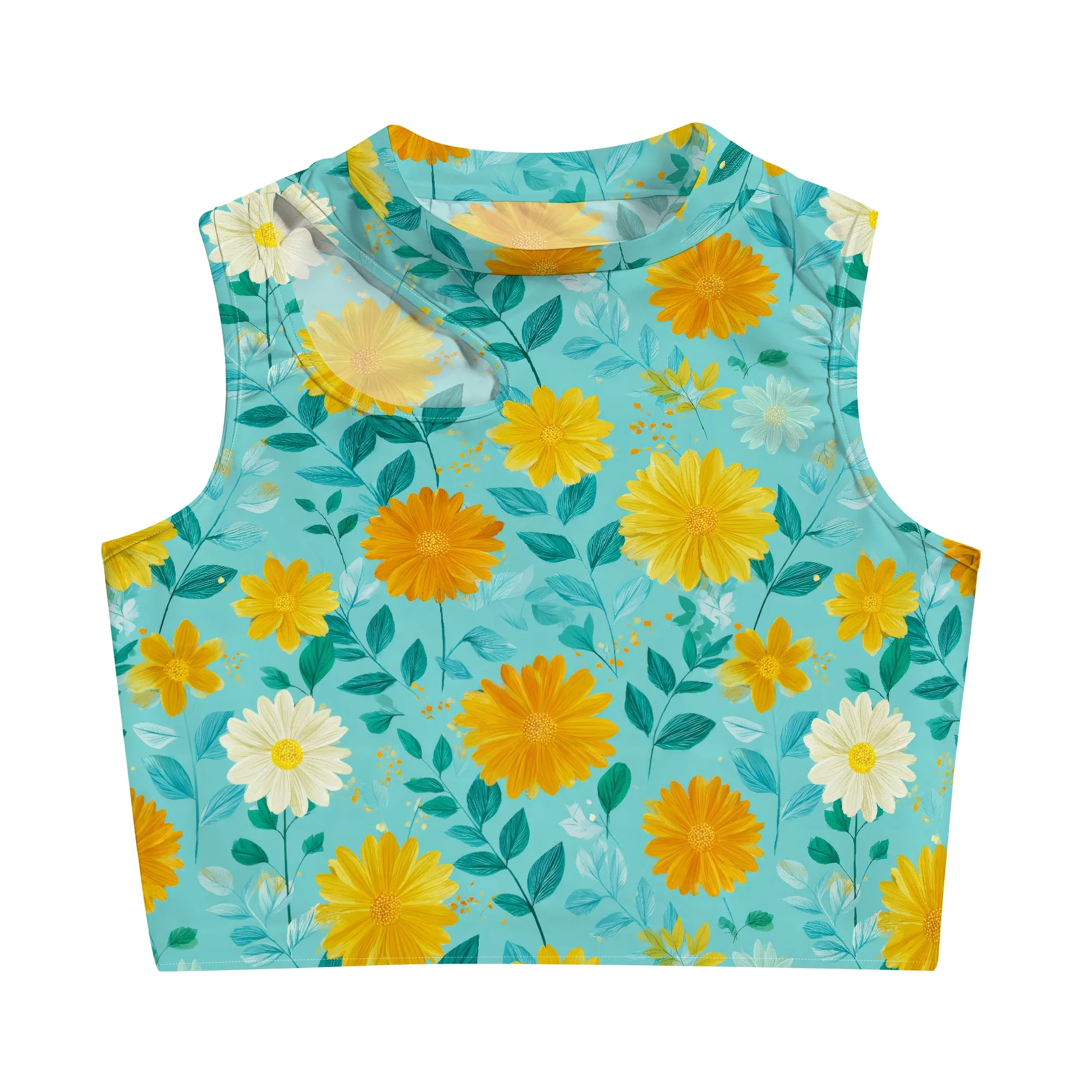 Crop Tops for Women Sexy Cut Out Tops Mock Neck Tank Top