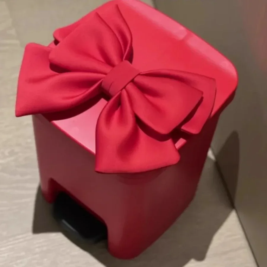 12L Butterfly Bow Waste Basket Kitchen Garbage Cube Living Room Bathroom Floor Decoration Foot Pedal Garbage Can Home Supplies