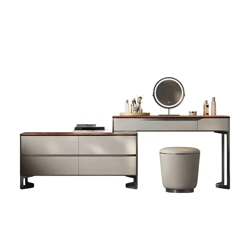 

Итальянский минималистичный комод, встроенный комод для спальни, простой высококачественный светлый роскошный столик для макияжа из цельного дерева ореха