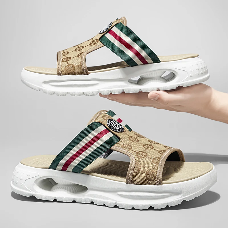 

Men's slide casual one-strap slippers summer new breathable lightweight soft sole non slip outdoor beach Quick dry pool slippers