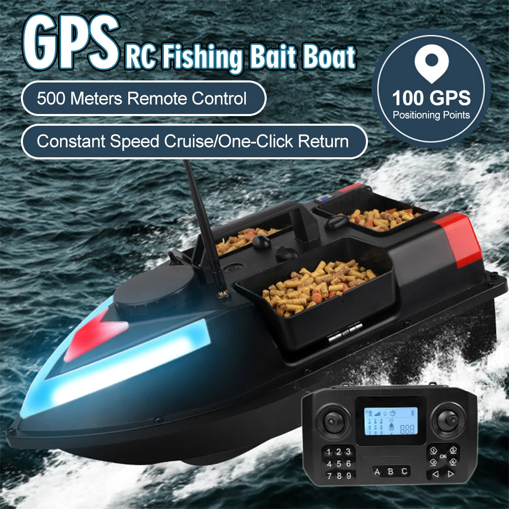 ZV6 RC Fishing Lure Boat 500m Remote Control Fishing Bait Boat GPS Auto Return Waterproof Nesting Boat with Double Motors