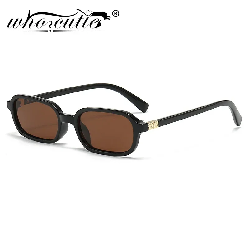 WHO CUTIE, gafas de sol rectangulares de tendencia pequeña para mujer, gafas de sol cuadradas de diseñador de marca de los años 90, gafas de sol rosas, gafas femeninas UV