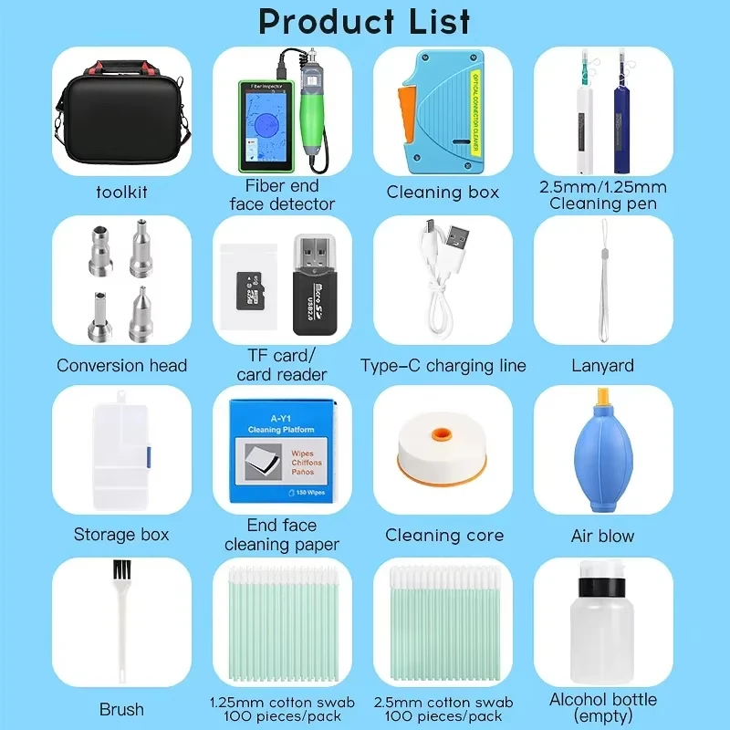 كومبتيكو L-600 التفتيش الألياف فيديو التحقيق المجهر الألياف البصرية نهاية الوجه التفتيش كاشف عرض أدوات تنظيف UPC/APC #3