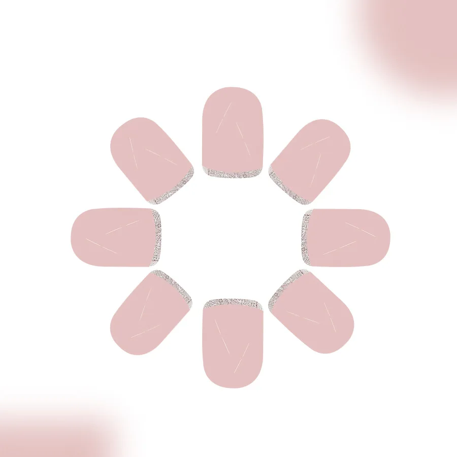 24 قطعة الصحافة مربع قصير على الأظافر الربيع الصيف عارية الفرنسية بريق مسمار نصائح الأظافر كاذبة جميلة مع علامات التبويب لزجة لصق الأظافر