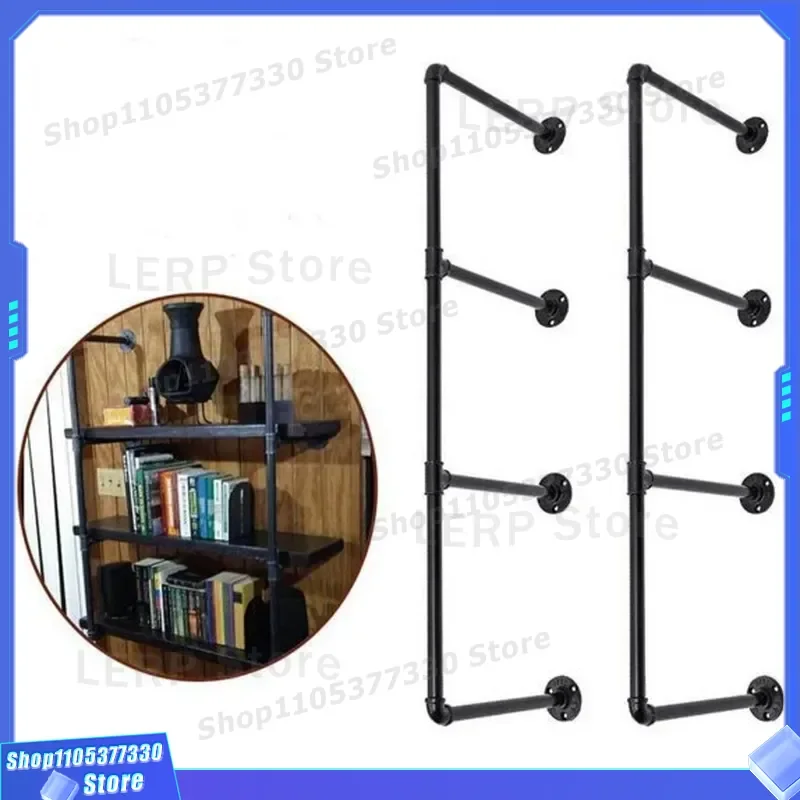 Retro Industrial Wrought Iron Wall Shelf Air Pipe Rack Multi Layer Storage Baffle Bookshelf Interior Home Decoration Display