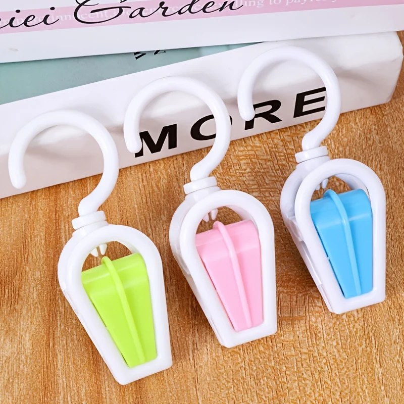 

10pcs Clip Scarves Towel Hooks Rotatable Plastic Hooks Hat Curtains Supermarket Shoes Socks Clips