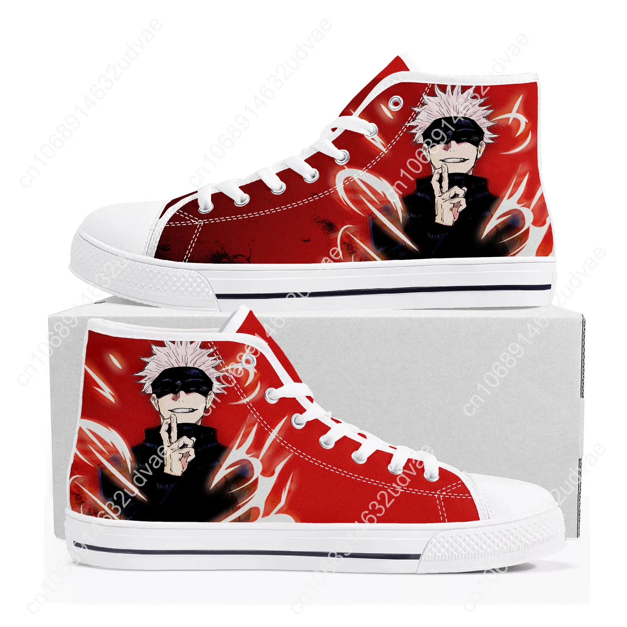 Satoru Gojo Jujutsu Kaisen High Top Sneakers di alta qualità uomo donna adolescente tela Sneaker Casual coppia scarpe scarpe personalizzate