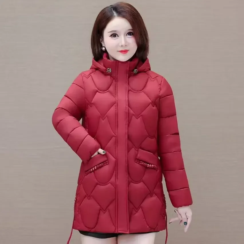 Winter New Hooded Down Cotton-Padded Jacket Women's Overcoat Thickened Warm Parka Fashion Mid-Length Loose Cotton Jacket