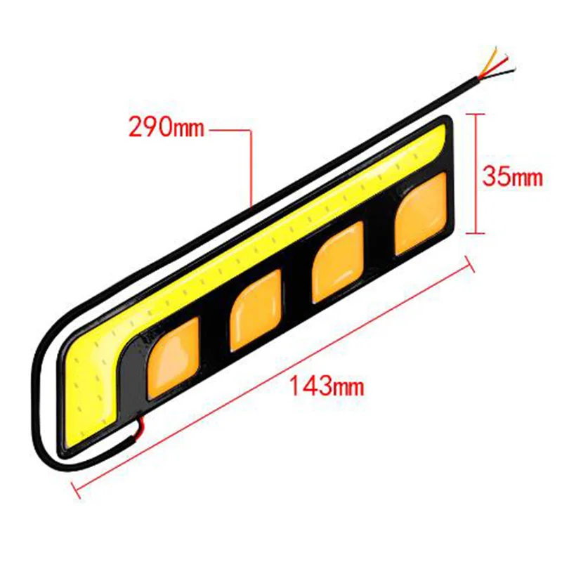 1PC LED COB Fog Lamp Car Daytime Running DRL Waterproof With Turn Signal Light