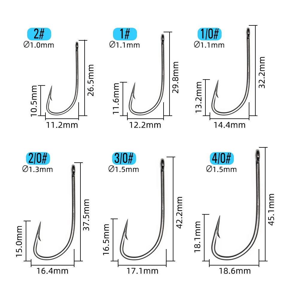 ICERIO 100PCS Black Nickel Barbed 2X Strength Wide Gap Forged Stinger Sabiki Rigs Hook Streamers Hair Bugs Fly Tying Hook