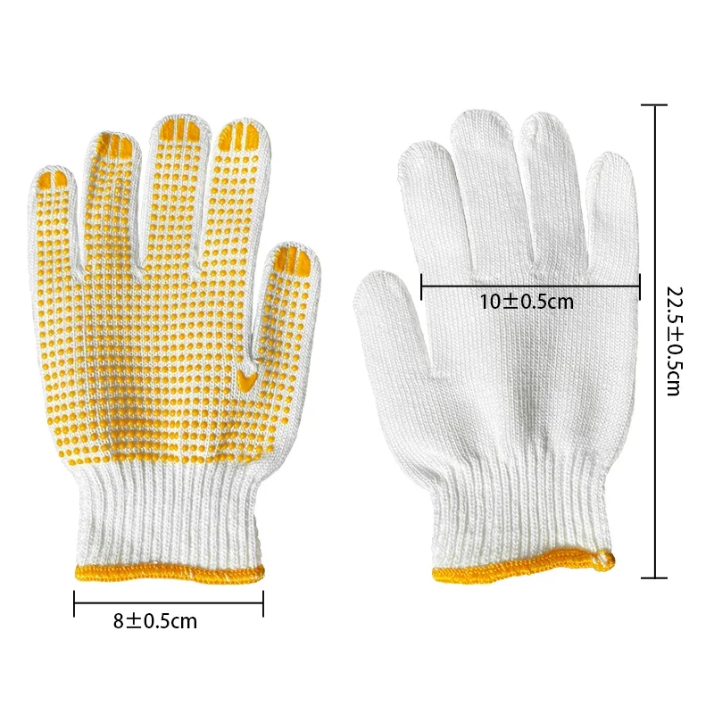 12 paar werkhandschoenen met antisliphandgreep, PVC-stippen veiligheidskatoenbescherming, voor schilder, monteur industriële constructie
