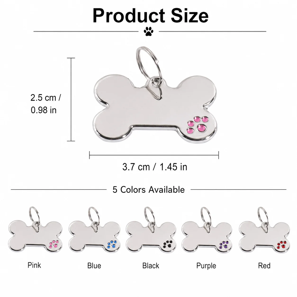 Custom Text Dog Tag, Laser Engraved Address and Number, Anti-Loss Steel Name Dog Tag, Paw Print Personalized Name Pet Tag