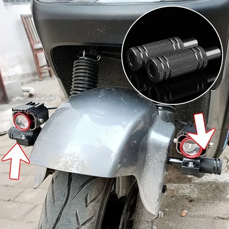 Motorcycle Spotlight Bracket Mudguard LED Headlight Fog Light Support Base M8/M6 External Modification Aluminum Alloy Mount