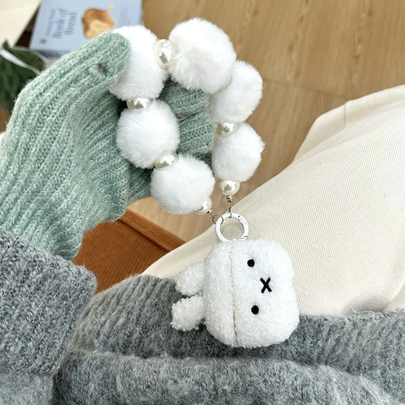 Highend Cute Warm Winter Plush White Rabbit Earphone Protective Case For Airpods 4