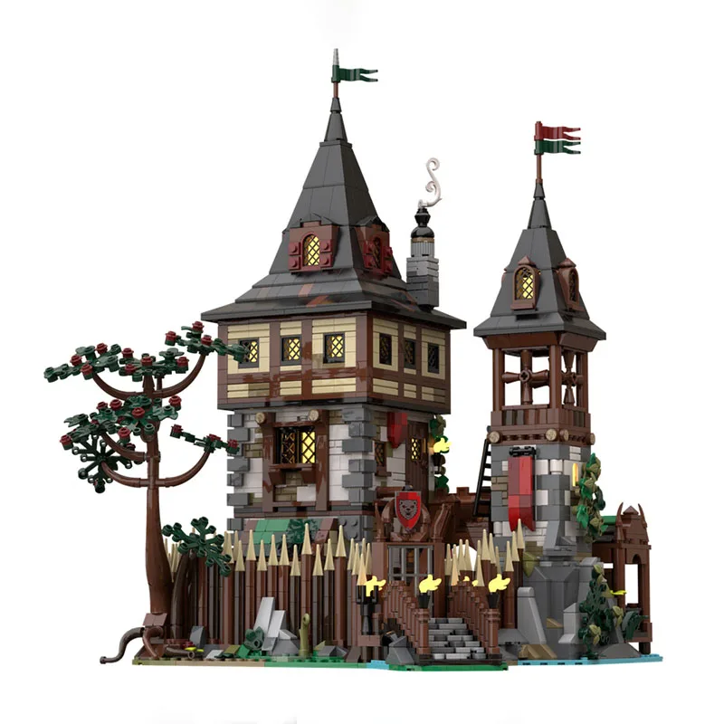 2025 nuevos bloques de construcción Moc arquitectura Medieval modelo oso rey Castillo bloques de construcción modulares juguetes de regalo conjunto de ensamblaje DIY