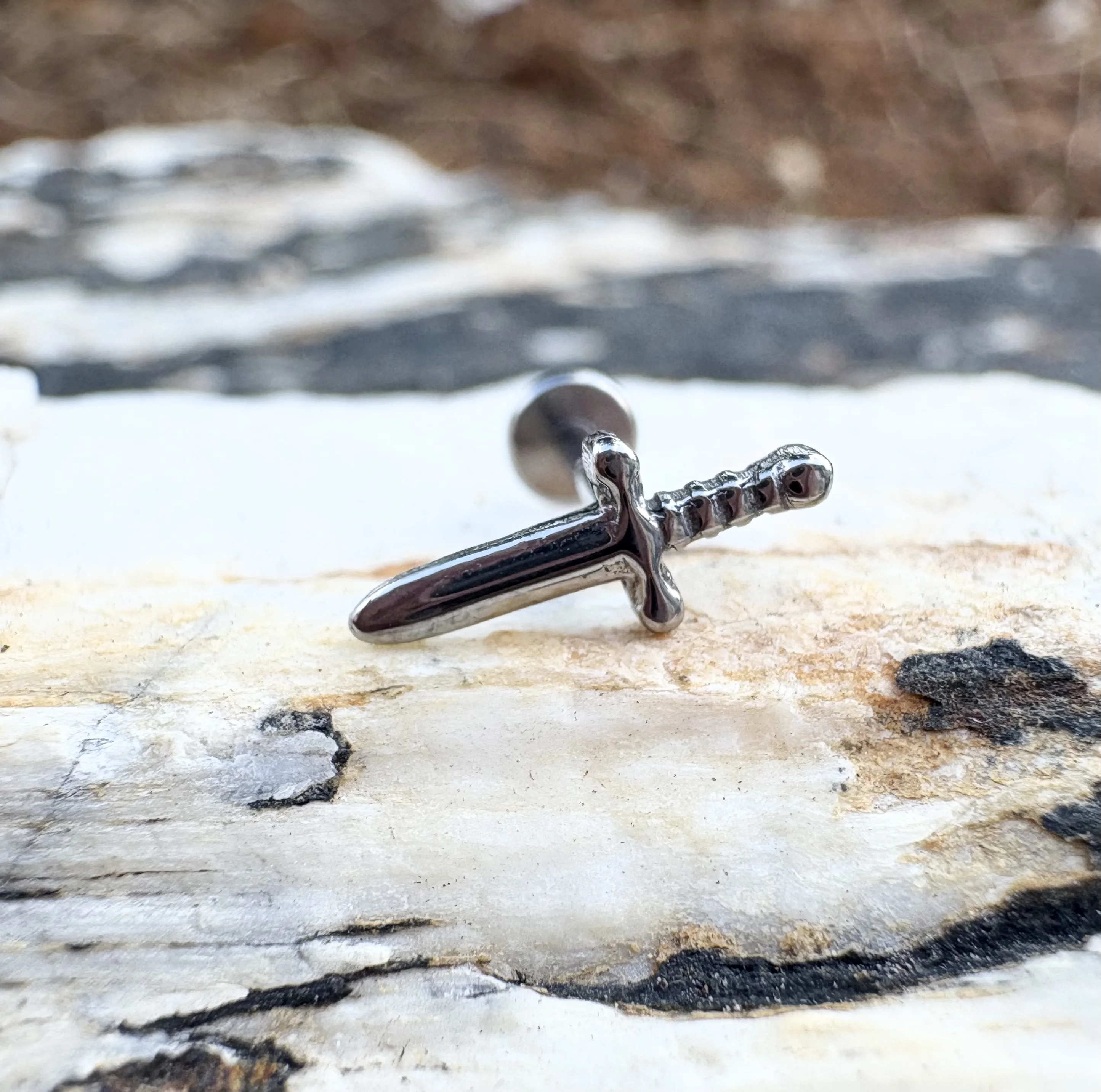 16G Titanium Implant Grade High Polished Internally Threaded Sword Tragus Cartilage Piercing Labret Lip Studs  Piercing Jewelry