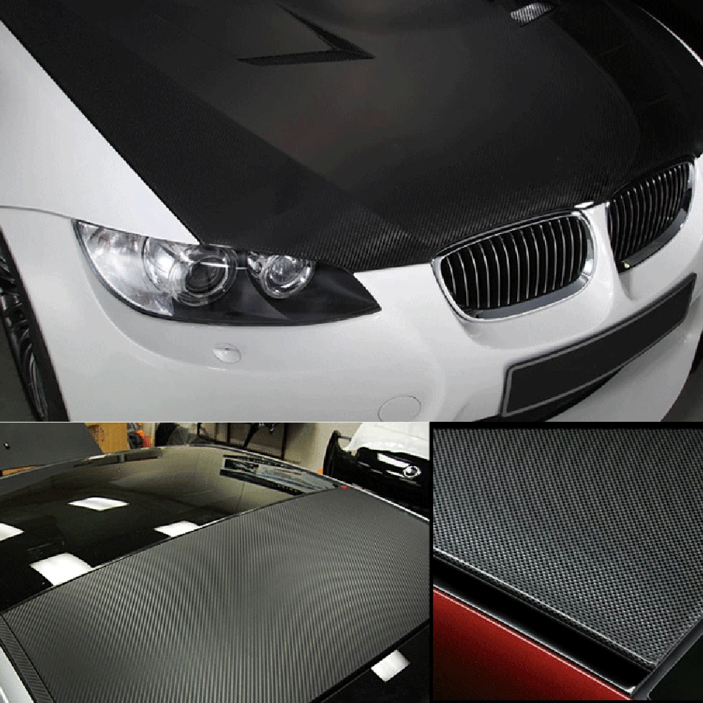 Carbon Fibre Vinyl 3D Black Car Vehicle Wrap Film Bubble Air Free 127cm