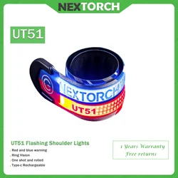 NEXTORCH UT51 LED Rosso blu braccialetto di avvertimento flash corsa notturna ciclismo esterno braccialetto luminoso tipo anello a 360 gradi Tipo-C