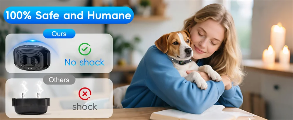 �Intelligentes wiederaufladbares Anti-Bell-Halsband für Hunde, Vibration, 4 Modi, 8 Empfindlichkeit, IP67, wasserdicht, für kleine, mittelgroße Hunde, 5–15 lbs ​ – Detail 8