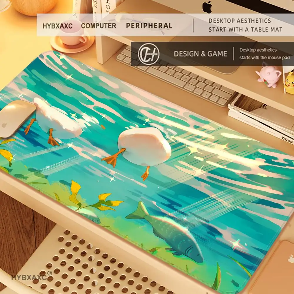 

HYBXAXC Large Mouse Mats Duck Mousepad Large Anime Accessories Rubber Non-Slip Mause Pad Kawaii Carpet Cabinet Keyboard Deskmat