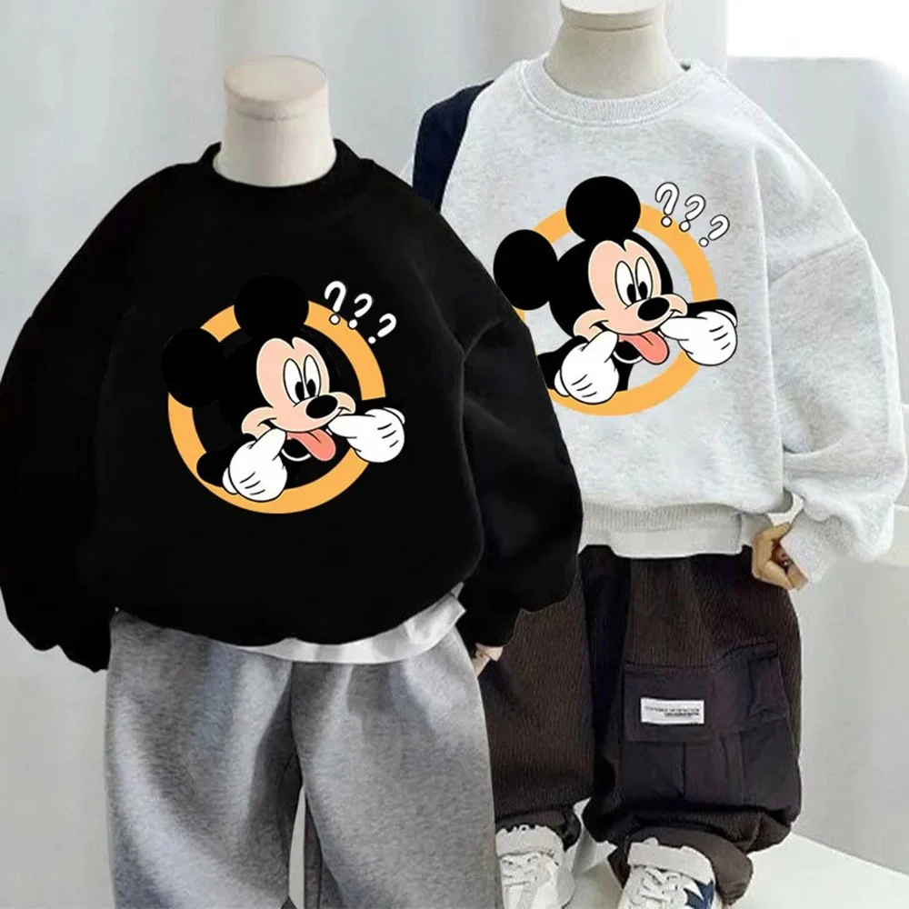 

Disney Mickey Mouse Print Sweatshirt Kids' New O-neck Loose Fit Casual Long Sleeve Hoodie Drop Shoulder Boys Pullover Tops