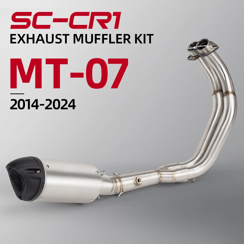 

For Yamaha MT07 FZ07 XSR700 R7 2014-2024 Full Exhaust System Stainless Header Tube Muffler Escape Line Modification Kit