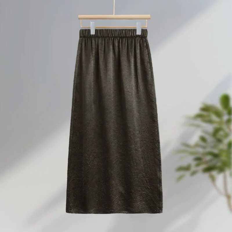 أزياء بسيطة نصف تنورة للنساء الصيف تنورة طويلة النمط الصيني الجديد Bodycon تنورة أنيقة عالية الخصر ألف خط تنورة #6