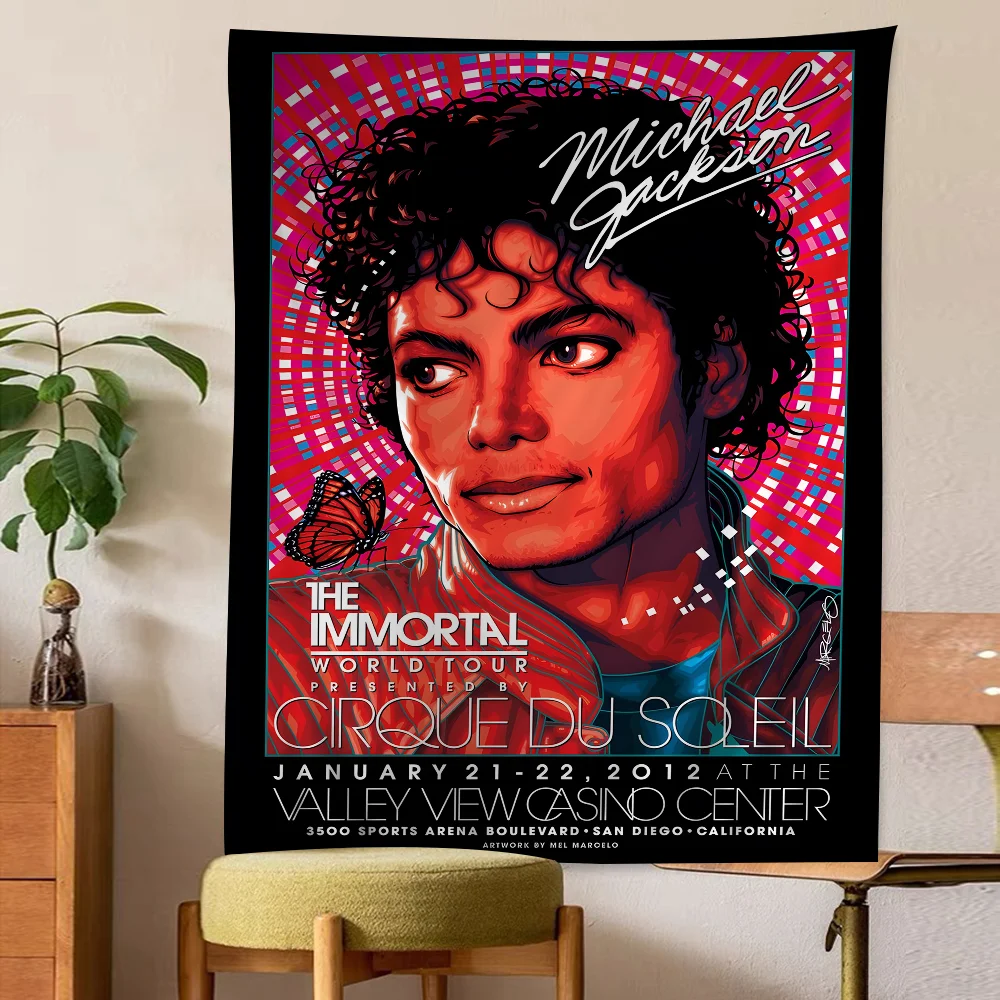 Musicians And Singers Michael Jackson Cartoon Tapestry for Living Room Home Dorm Decor INS Home Decor