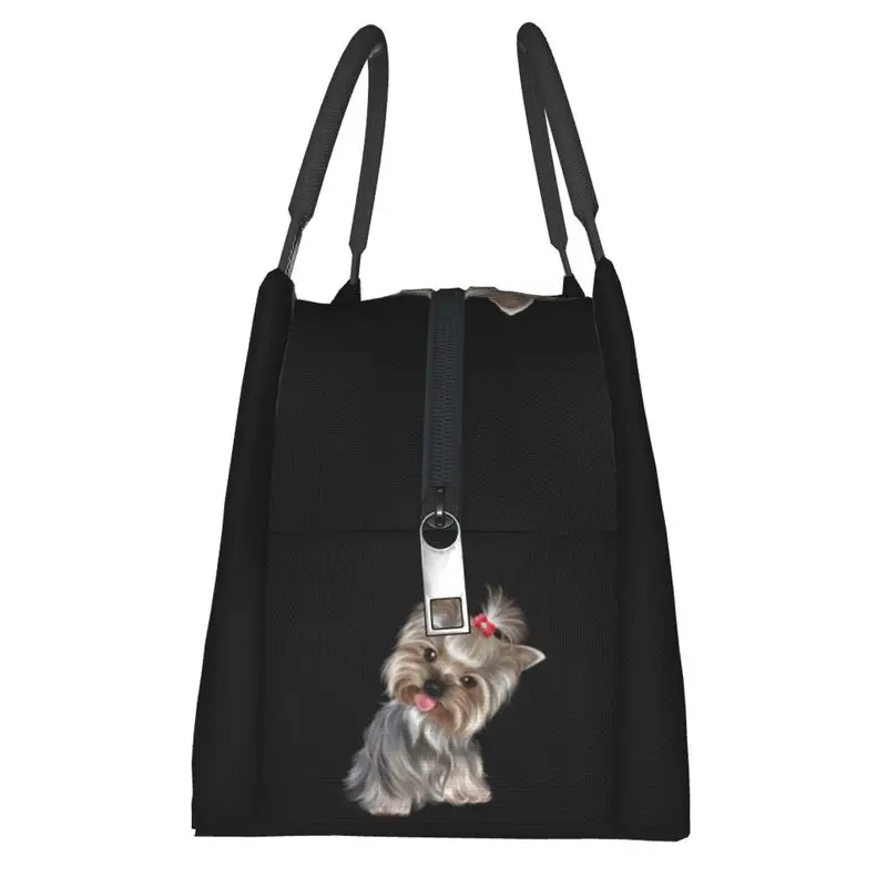 Yorkshire Terrier Insulated Lunch Bags for Outdoor Picnic Cute Yorkie Dog Resuable Thermal Cooler Bento Box Women