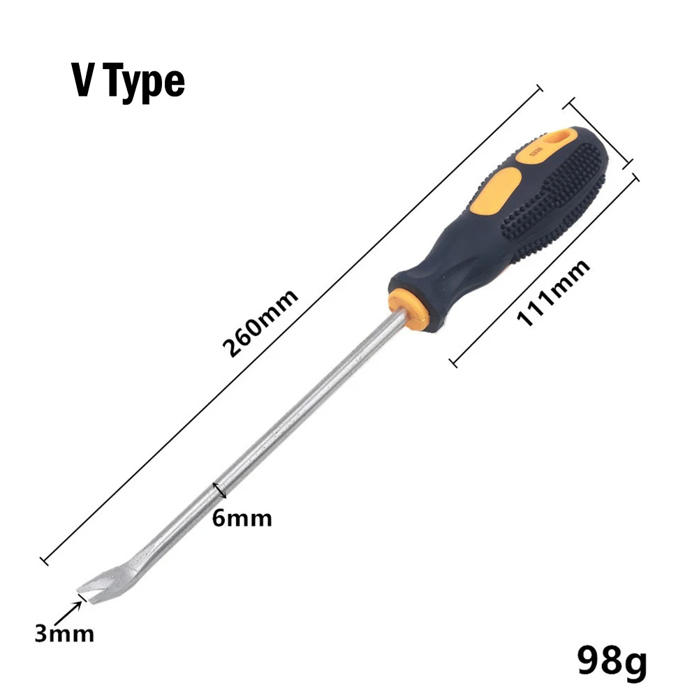 1pc Tack Puller Nail Puller Pry Tool Nail Remover U/V Type Screwdriver 260mm For Home Workshop Industries Carpenters