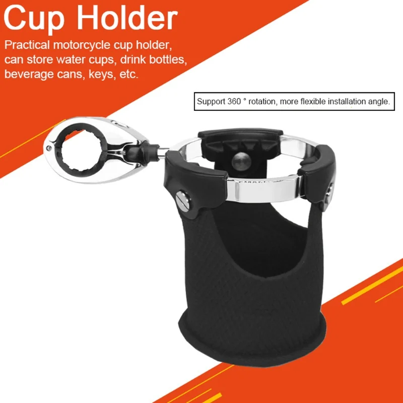 Motorcycle Cup Holder Beverage Drink Can Handlebar Mount 360° Rotation Universal Water Bottle Holder For Motorcycle ATV UTV