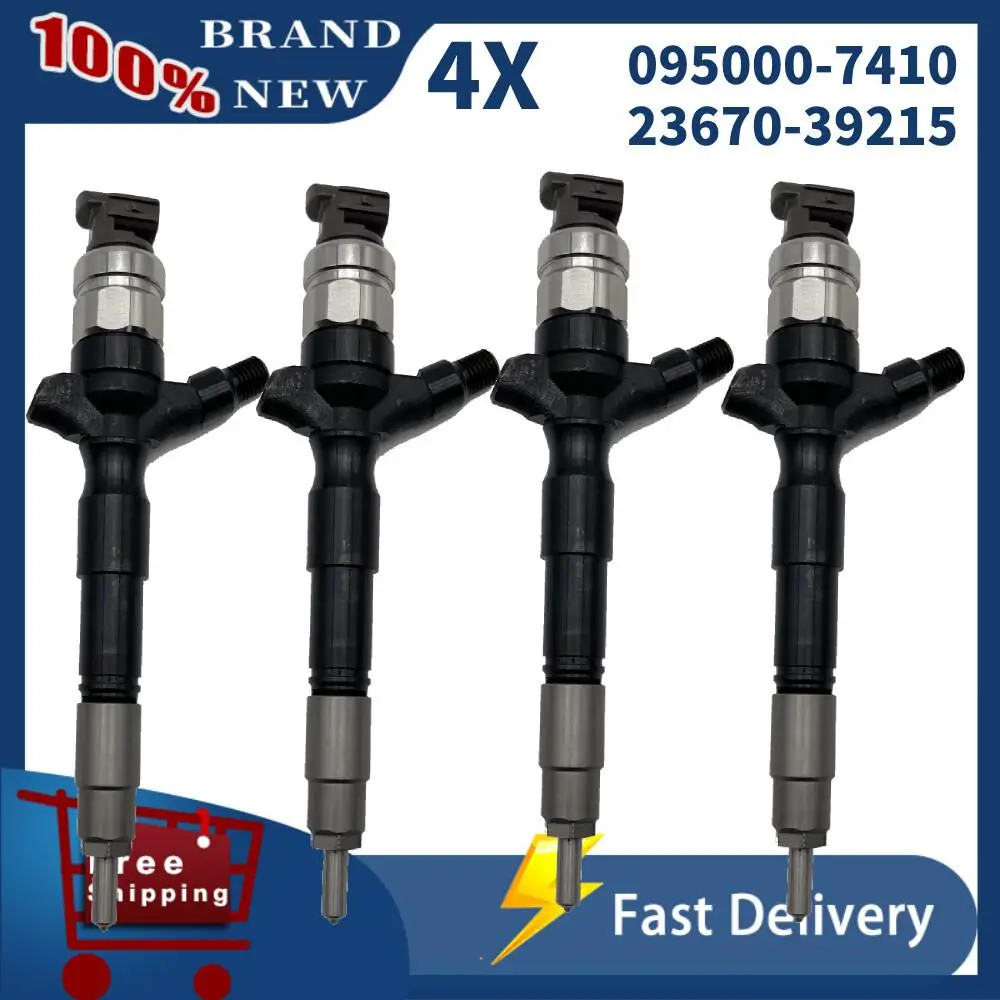 

4X Diesel Common Rail Injector 23670-39215 095000-7410 0950007410 for Toyota HIACE 1KD 2KD
