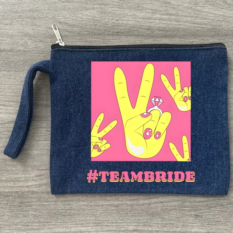 

Bride Letter Wedding Bride To Be Bridal Hen Bachelorette Party Wedding Denim Makeup Organizer Women's Canvas Bag Environmental