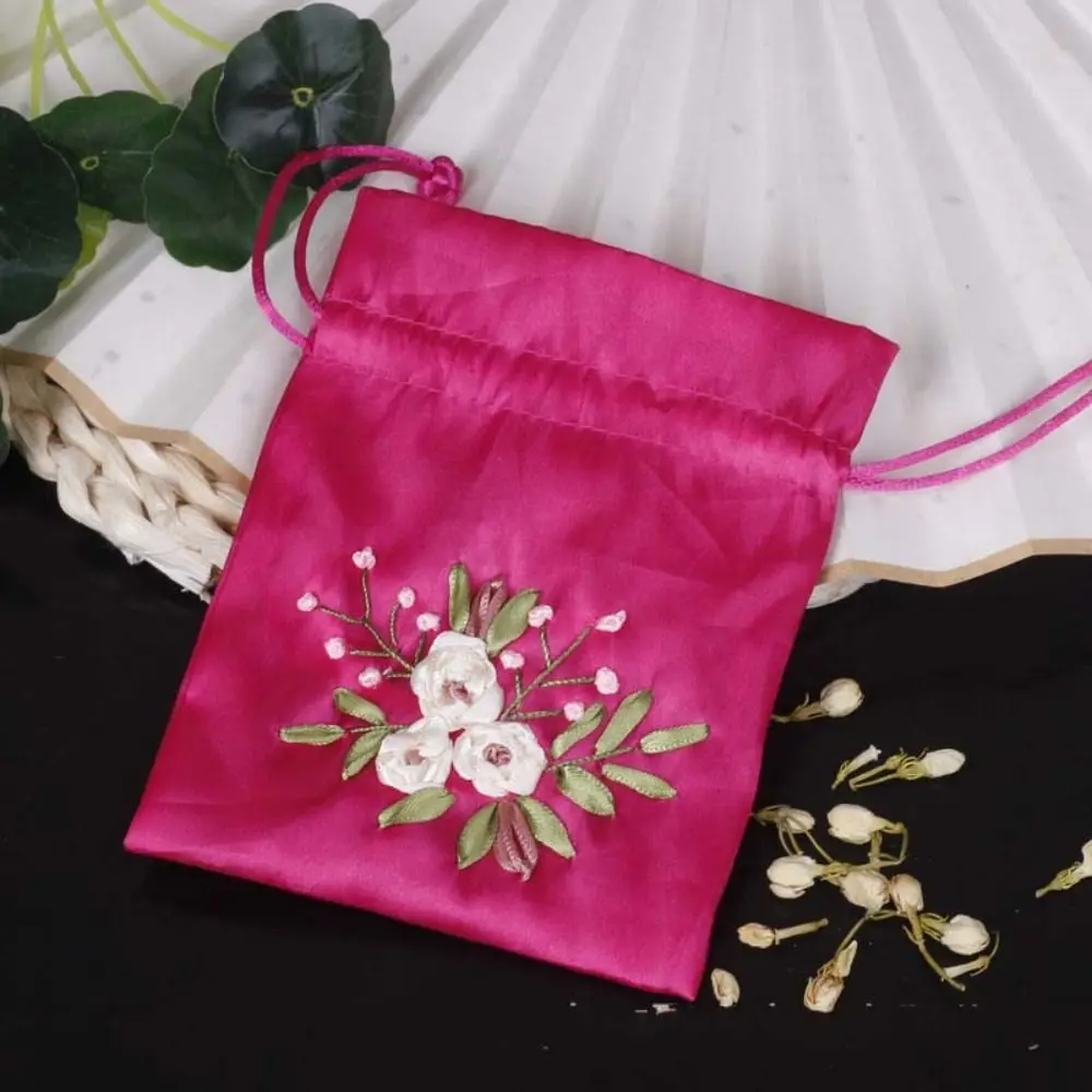 

Candy Bag Embroidery Flower Drawstring Bag Spice Bag Small Pouch Cloth Storage Bag Bucket Bag Jewelry Packaging Bag