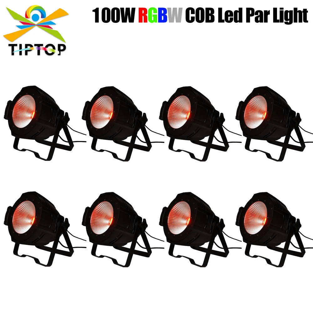 

Freeshipping 8PCS 100W RGBW 4IN1 COB Aluminum Stage Led Par Cans 4/8 Channel DMX/Manual/Sound/Master-slave Barndoor Shade Baffle