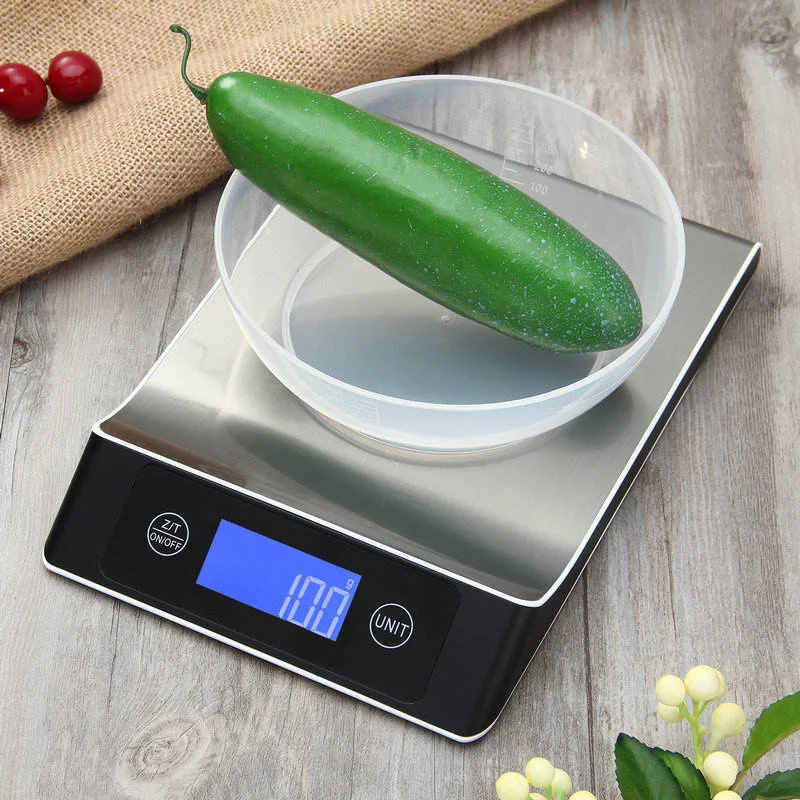 

Kitchen Scale 15Kg/1g Weighing Food Coffee Balance Smart Electronic Digital Scales Stainless Steel Design for Cooking and Baking