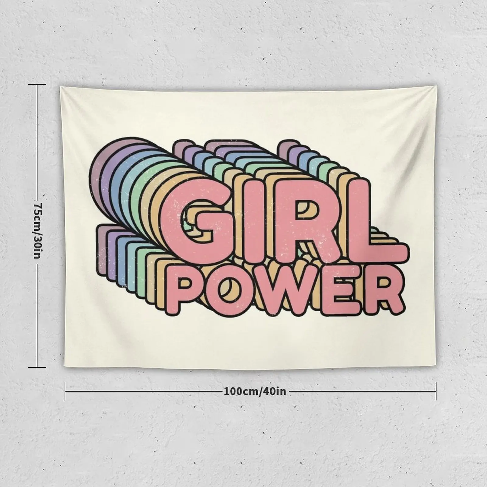 GRL PWR - Girl Power cool Vintage distressed typography design 70s 80s cute Retro style Tee shirts Tapestry Room Ornaments