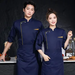 3/4 Sleeve Chef Coat Men's Kitchen Jacket Hotel Costume Restaurant Chef Uniform Bakers Catering Cooking Suit Work Clothing