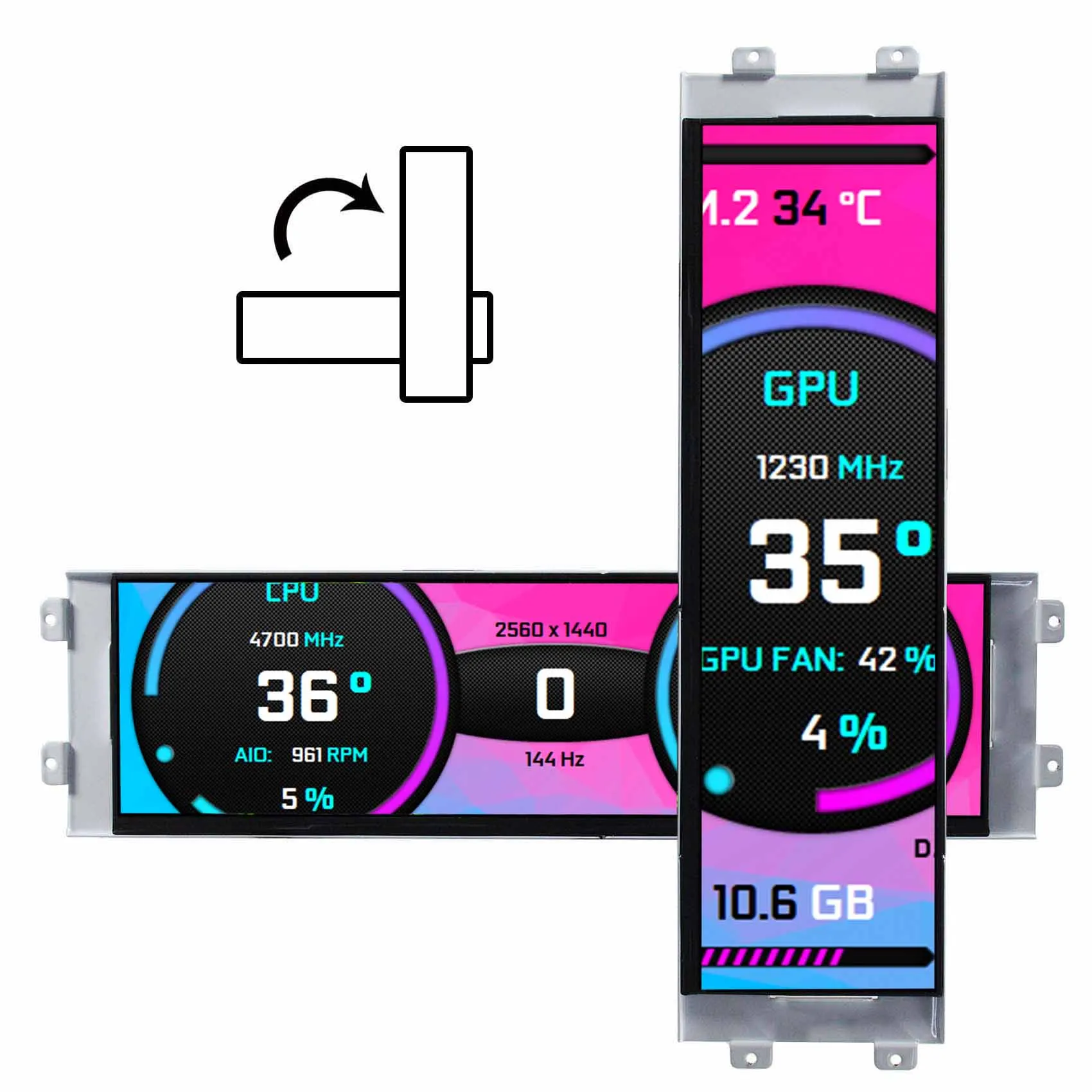 12,7" 2880X864 2K Mini HD TIPO C DP IPS Monitor LCD para AIDA64 CPU GPU PC Case