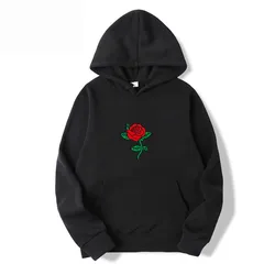 Men's Flower Print Drawstring Hooded Fleece Sweatshirt Women Men Hoodies Hip Hop Sweatshirts Sports Breathable Hoodie