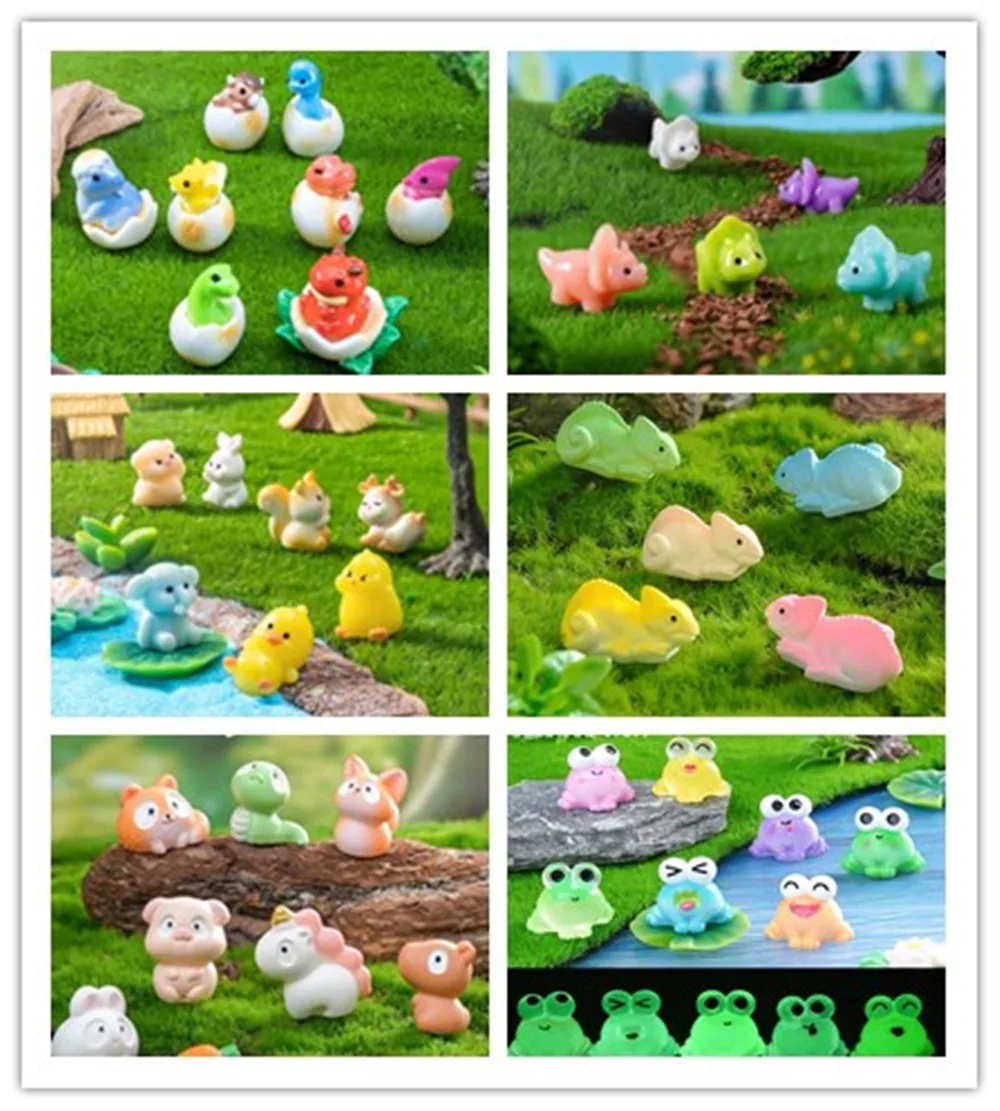 100pcs Kawaii Cartoon Animal Dinosaur Lizard frog Resin Flat Back Convex Circular Crafts Scrapbook DIY Making Accessories