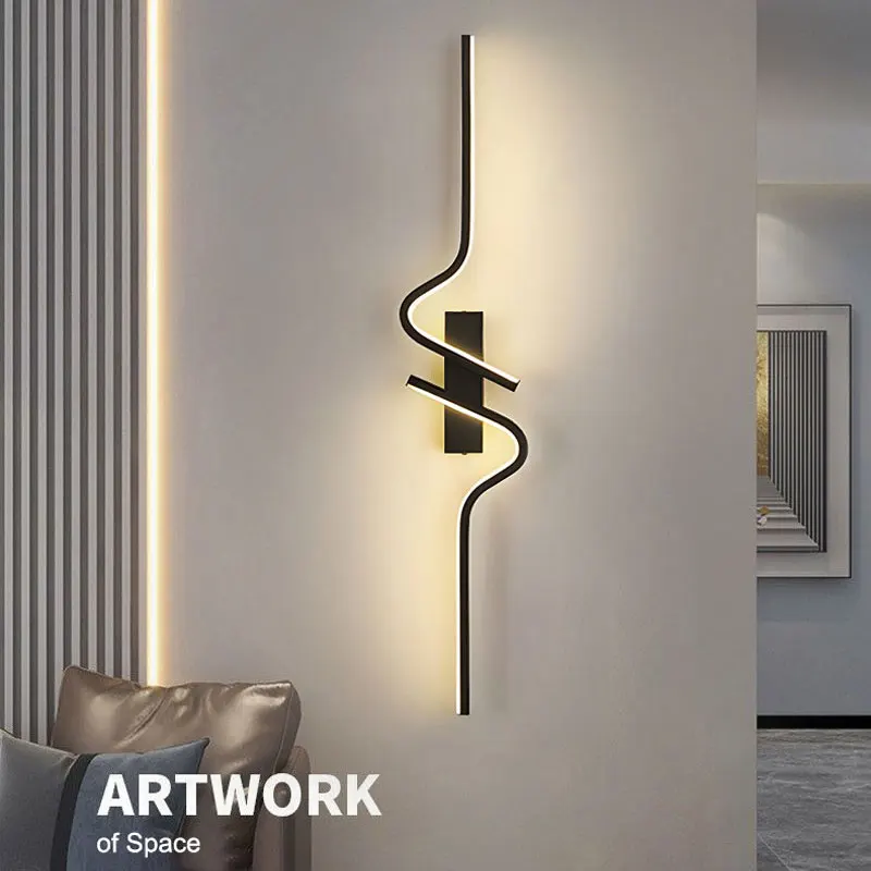 ในร่ม LED Strip โคมไฟ AC85-265V Wall Light สําหรับข้างเตียง Corridor โซฟาพื้นหลัง Up & Down สีดํา Wall Sconce สําหรับห้องนั่งเล่น