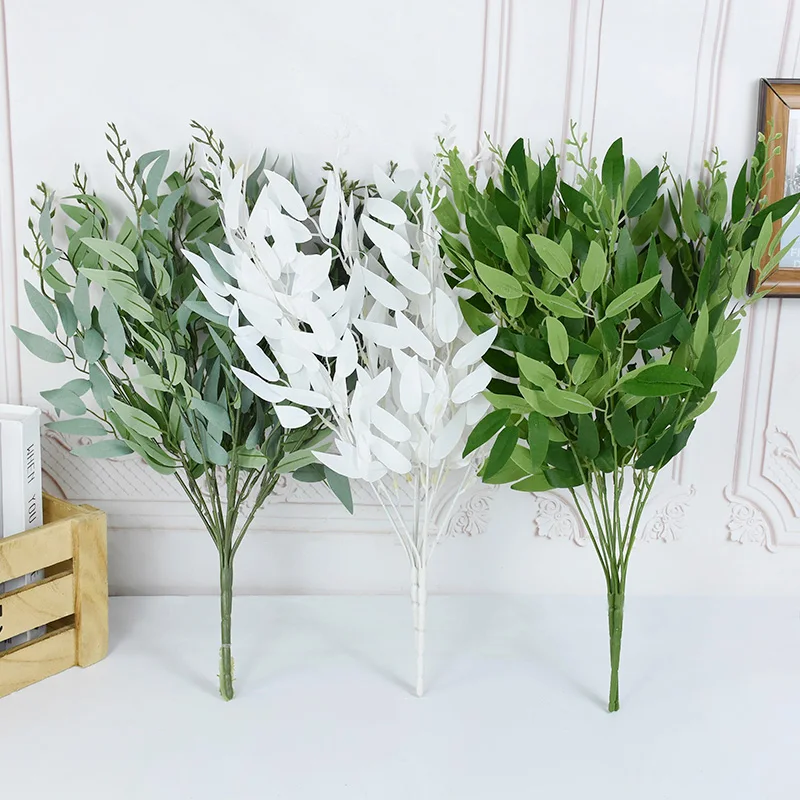 أوراق صفصاف الأوكالبتوس الاصطناعية ، باقات نباتات مزيفة لعروس الزفاف ، ديكور بترتيب الزهور المنزلية ، إكليل الكريسماس ، 50 * #3