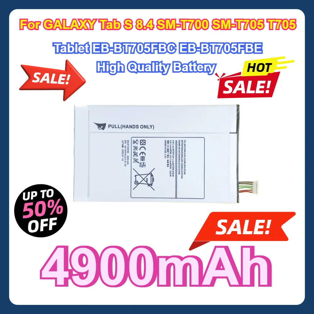 

For GALAXY Tab S 8.4 SM-T700 SM-T705 T705 4900mAh Tablet EB-BT705FBC EB-BT705FBE High Quality Battery