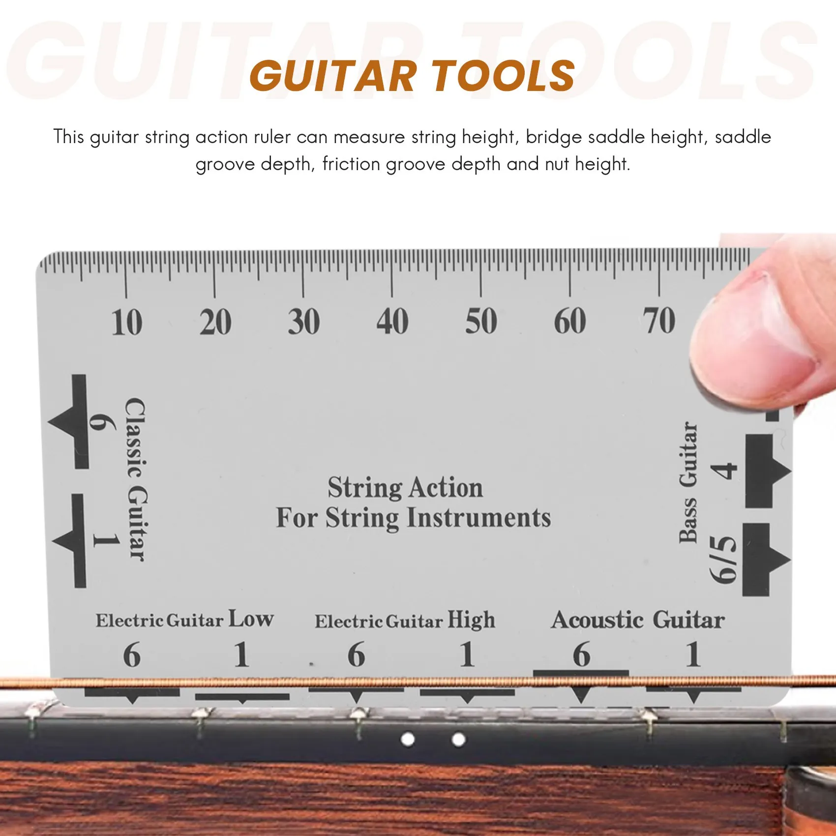 Guitar Neck Notched Straight Edge Luthiers Tool with String Action Ruler Gauge for Gibson 24.75 Inch and Fender 25.5 Inch Electr