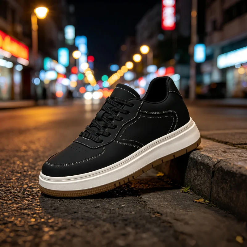 

New Invisible Height-increasing Shoes for Men, 6CM-8CM-10CM Sports Shoes,White Leather Sports Shoes for Men,Enlarged Sizes 37-44