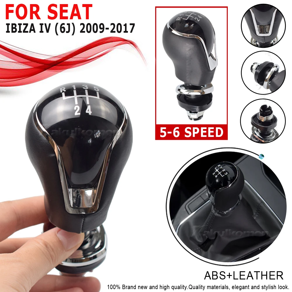 Gear Shift Knob Lever Shifter Handle Stick For SEAT IBIZA IV (6j) 2009 2010 2011 2012 2013 2014 2015 2016 2017 Car Styling