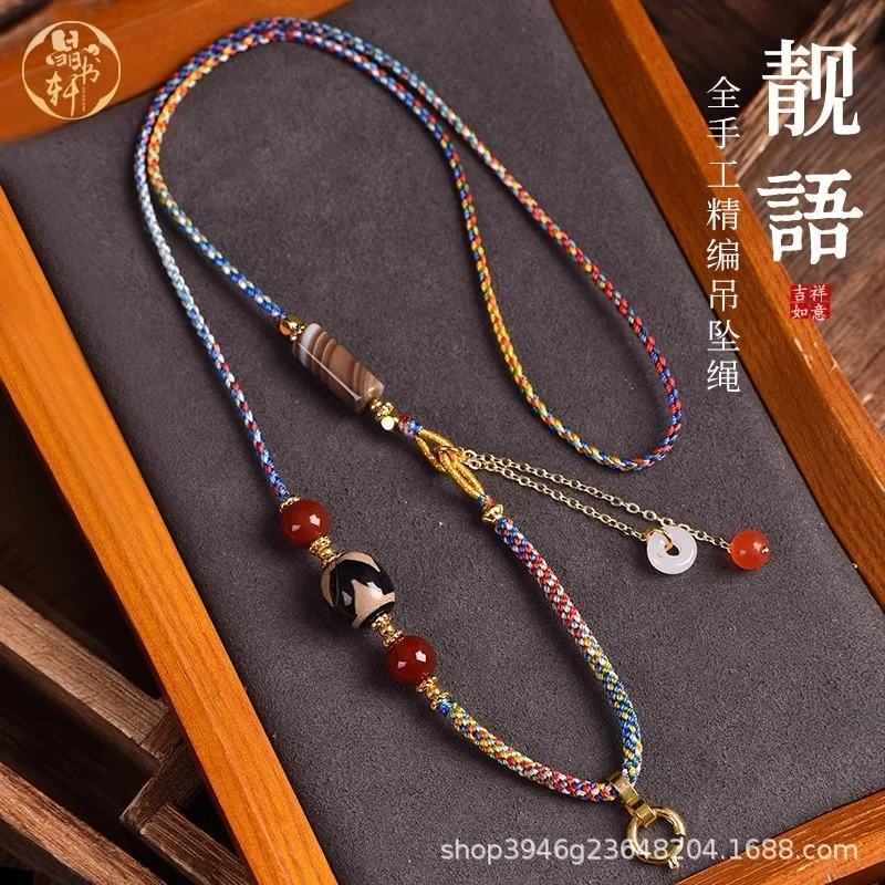 

Hand Rubbed Cotton Tibetan Thangka Necklace Woven Rope Neck Hanging Jade Buddha Pendant For Men And Women Lucky Jewelry