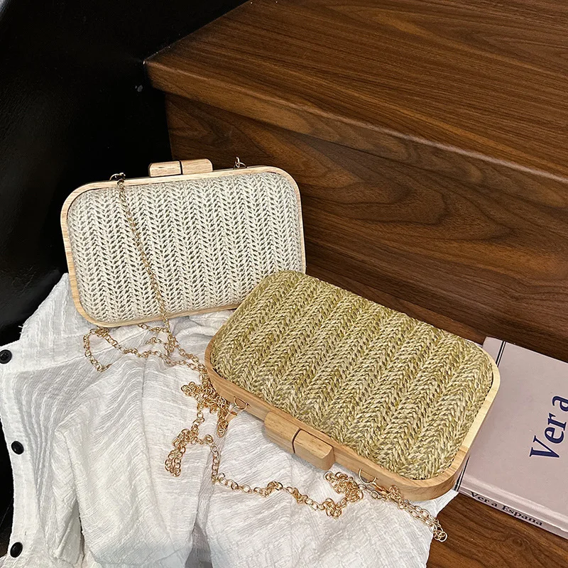 

Bags Summer Woven Bag 2025 New Fashionable Women's Banquet Bag Instagram Internet Celebrity Crossbody Chain Box Bag Trendy